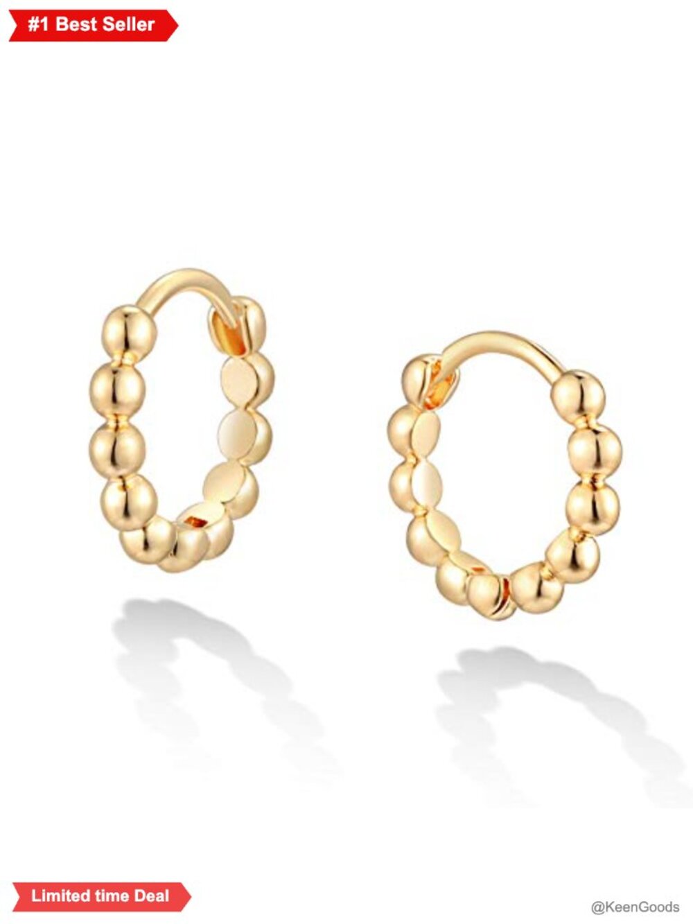 14K Gold Plated Brass Huggie Hoop Earrings Hypoallergenic Dainty